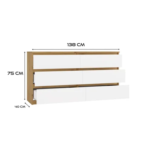 Komoda Malwa M6 140 DĄB ARTISAN BIAŁY-5
