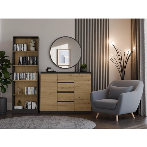 Komoda Malwa 2D4S 120 ANTRACYT DĄB ARTISAN-5
