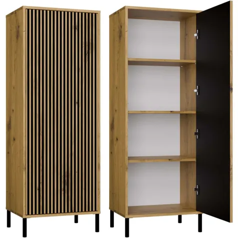 Witryna KAMARO 1DD SLIM DĄB ARTISAN Lamele Front Ryflowany-1