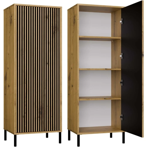 Witryna KAMARO 1DD SLIM DĄB ARTISAN Lamele Front Ryflowany-1