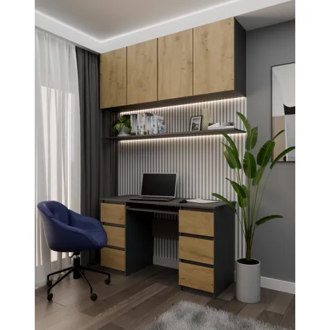 Biurko KUBA ANTRACYT DĄB ARTISAN-2