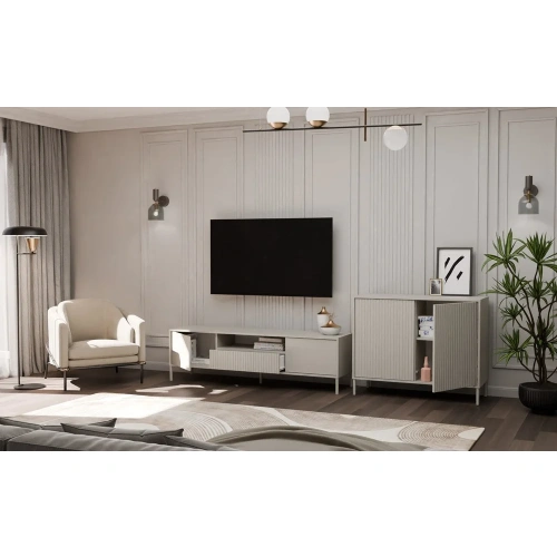 Komoda KAMARO 2D SLIM KASZMIR Lamele Front Ryflowany-4