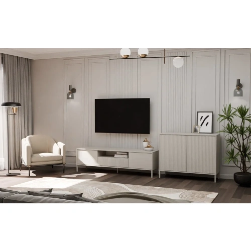 Komoda KAMARO 2D SLIM KASZMIR Lamele Front Ryflowany-9
