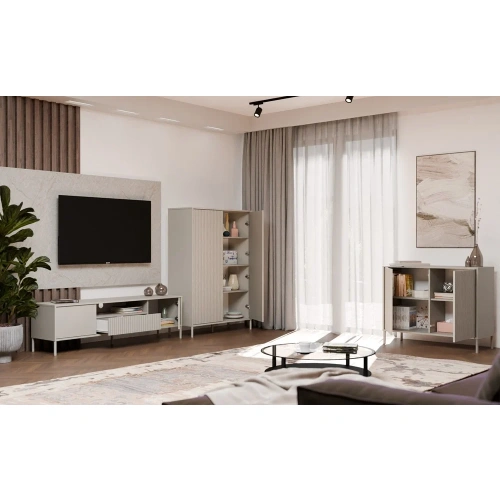 Komoda KAMARO 2D SLIM KASZMIR Lamele Front Ryflowany-10