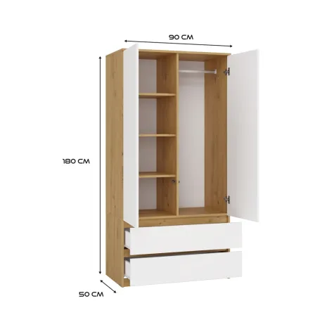 Szafa Malwa SS-90 DĄB ARTISAN BIAŁY-8