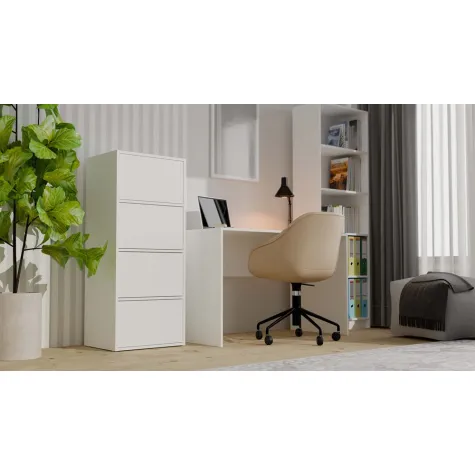 Komoda ALMA BIAŁA Szafka 4 Drzwi 4 Półki-3