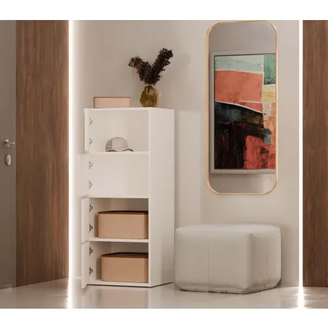 Komoda ALMA BIAŁA Szafka 4 Drzwi 4 Półki-7