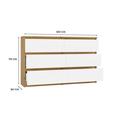 Komoda Malwa M6 120 DĄB ARTISAN BIAŁY-6