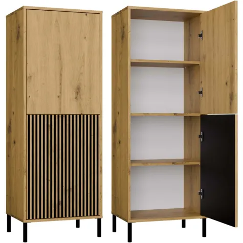 Witryna KAMARO 2DK SLIM/GŁADKI DĄB ARTISAN Lamele Front Ryflowany + Klasyczny-1