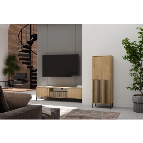 Witryna KAMARO 2DK SLIM/GŁADKI DĄB ARTISAN Lamele Front Ryflowany + Klasyczny-3