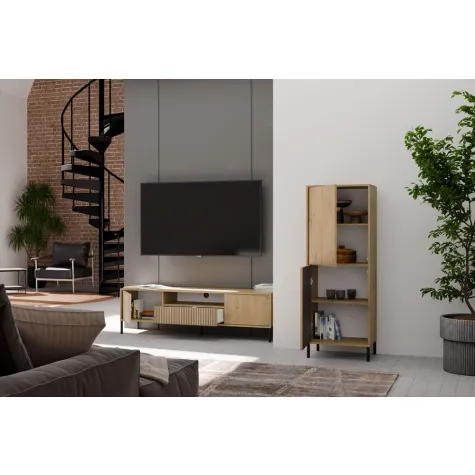 Witryna KAMARO 2DK SLIM/GŁADKI DĄB ARTISAN Lamele Front Ryflowany + Klasyczny-7