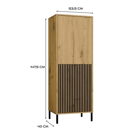 Witryna KAMARO 2DK SLIM/GŁADKI DĄB ARTISAN Lamele Front Ryflowany + Klasyczny-10