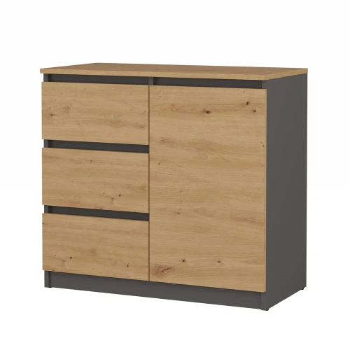 Komoda Malwa 1D3S/BA ANTRACYT DĄB ARTISAN-1