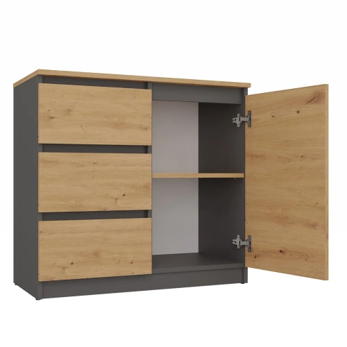 Komoda Malwa 1D3S/BA ANTRACYT DĄB ARTISAN-3
