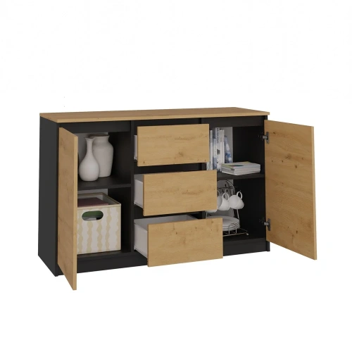 Komoda Malwa 2D3S/BA ANTRACYT DĄB ARTISAN-4