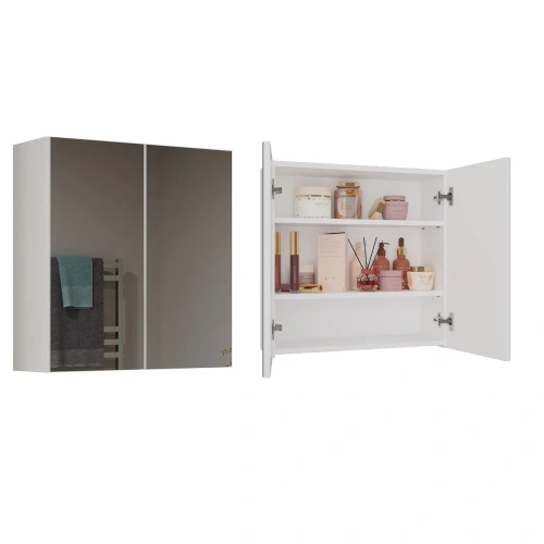 Szafka Łazienkowa Wisząca Z Lustrem Nad Umywalkę POLA 2DL 2 Drzwi BIAŁY-1
