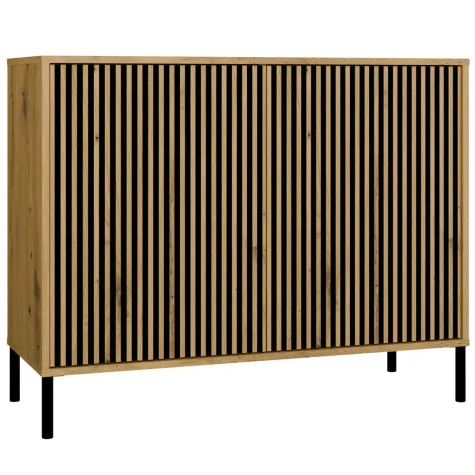 Komoda KAMARO 2D SLIM DĄB ARTISAN Lamele Front Ryflowany-1