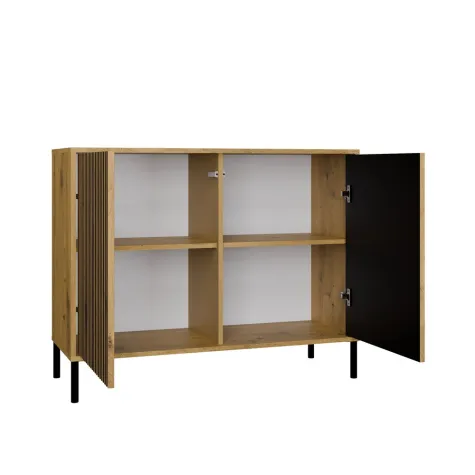 Komoda KAMARO 2D SLIM DĄB ARTISAN Lamele Front Ryflowany-2