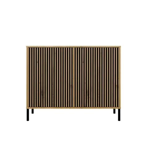 Komoda KAMARO 2D SLIM DĄB ARTISAN Lamele Front Ryflowany-7