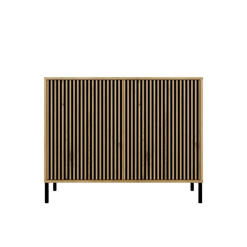 Komoda KAMARO 2D SLIM DĄB ARTISAN Lamele Front Ryflowany-7