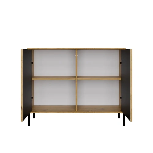 Komoda KAMARO 2D SLIM DĄB ARTISAN Lamele Front Ryflowany-8