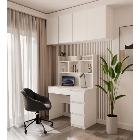 Nadstawka do Biurka 100 cm BIAŁA Regał Na Książki Dokumenty-3