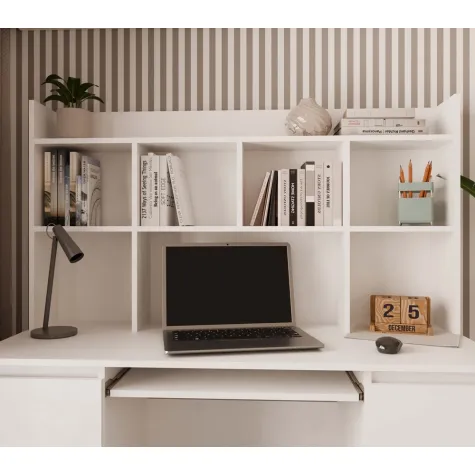 Nadstawka do Biurka 130 cm BIAŁA Regał Na Książki Dokumenty-7