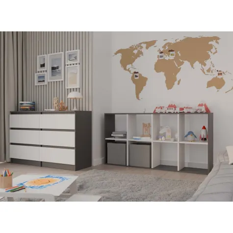 Regał Malax 2X4 ANTRACYT BIAŁY-6