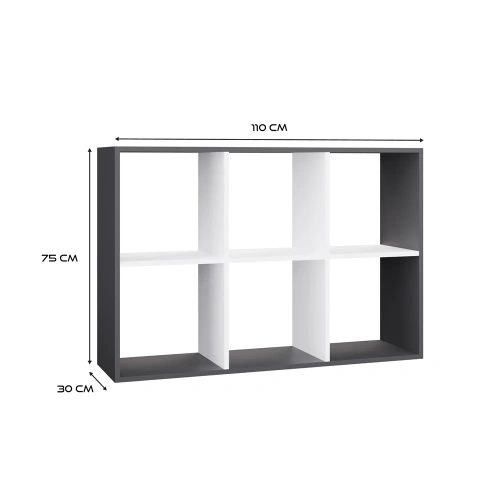 Regał Malax 2X3 ANTRACYT BIAŁY-4