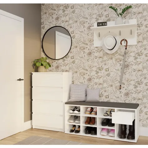 Szafka Na Obuwie Buty Otwarta TALLIN BIAŁY Do Przedpokoju-10