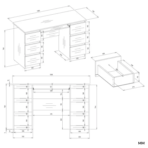 Biurko KUBA+ NADSTAWKA Zestaw BIAŁY-6