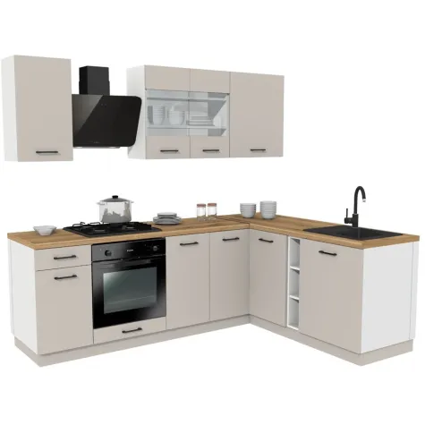 MEBLE KUCHENNE ZESTAW VARIO Z1 240x180CM KASZMIR BLAT DĄB EVOKE BEZ AGD-1