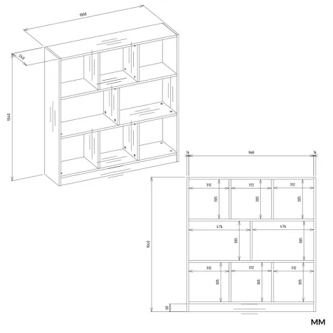 Regał Fiesta 8P DĄB ARTISAN / BIEL-7