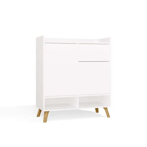 Komoda COLIN Szafka 2 Drzwi 1 Szuflada Z Nóżkami BIAŁY-8