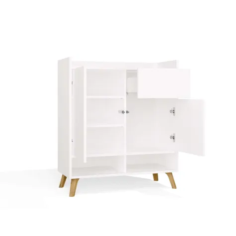 Komoda COLIN Szafka 2 Drzwi 1 Szuflada Z Nóżkami BIAŁY-9