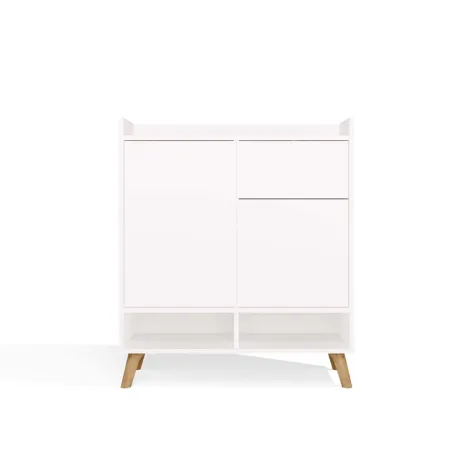 Komoda COLIN Szafka 2 Drzwi 1 Szuflada Z Nóżkami BIAŁY-10
