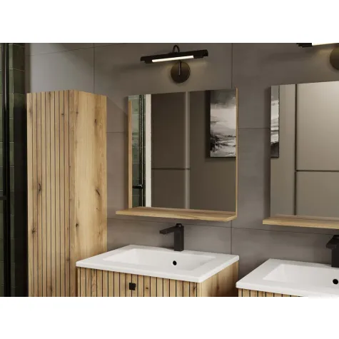 LUSTRO ŁAZIENKOWE Z PÓŁKĄ TIGO 60x61,5 CM DĄB EVOKE DO ŁAZIENKI PRZEDPOKOJU-9