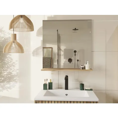 LUSTRO ŁAZIENKOWE Z PÓŁKĄ TIGO 60x61,5 CM DĄB EVOKE DO ŁAZIENKI PRZEDPOKOJU-10