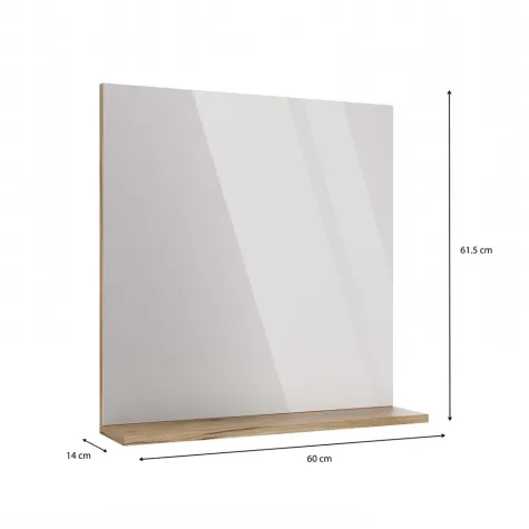 LUSTRO ŁAZIENKOWE Z PÓŁKĄ TIGO 60x61,5 CM DĄB EVOKE DO ŁAZIENKI PRZEDPOKOJU-11