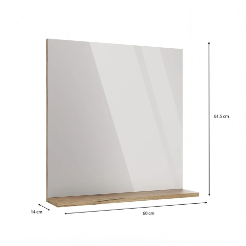LUSTRO ŁAZIENKOWE Z PÓŁKĄ TIGO 60x61,5 CM DĄB EVOKE DO ŁAZIENKI PRZEDPOKOJU-11