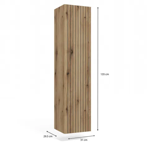 SZAFKA ŁAZIENKOWA WISZĄCA SŁUPEK REGAŁ TIGO 1D DĄB EVOKE RYFLOWANY FRONT-10