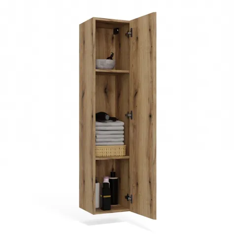 SZAFKA ŁAZIENKOWA WISZĄCA SŁUPEK REGAŁ TIGO 1D DĄB EVOKE RYFLOWANY FRONT-16