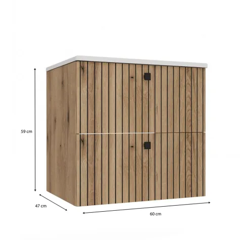 SZAFKA POD UMYWALKĘ TIGO 60 2S DĄB EVOKE RYFLOWANY FRONT + UMYWALKA-9