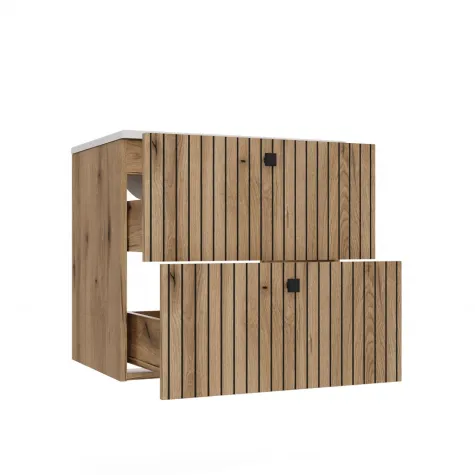 SZAFKA POD UMYWALKĘ TIGO 60 2S DĄB EVOKE RYFLOWANY FRONT + UMYWALKA-12