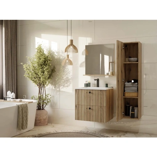 SZAFKA POD UMYWALKĘ TIGO 60 2S DĄB EVOKE RYFLOWANY FRONT + UMYWALKA-3