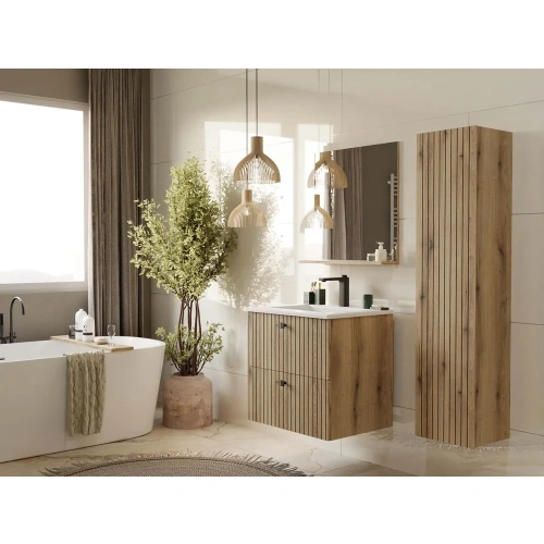 SZAFKA POD UMYWALKĘ TIGO 60 2S DĄB EVOKE RYFLOWANY FRONT + UMYWALKA-7