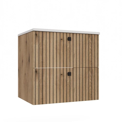 SZAFKA POD UMYWALKĘ TIGO 60 2S DĄB EVOKE RYFLOWANY FRONT + UMYWALKA-11