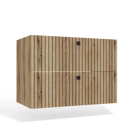 SZAFKA POD UMYWALKĘ TIGO 80 2S DĄB EVOKE 2 SZUFLADY RYFLOWANY FRONT WISZĄCA-1
