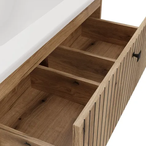 SZAFKA POD UMYWALKĘ TIGO 80 2S DĄB EVOKE 2 SZUFLADY RYFLOWANY FRONT WISZĄCA-11