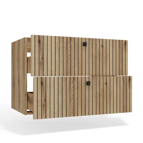 SZAFKA POD UMYWALKĘ TIGO 80 2S DĄB EVOKE 2 SZUFLADY RYFLOWANY FRONT WISZĄCA-13